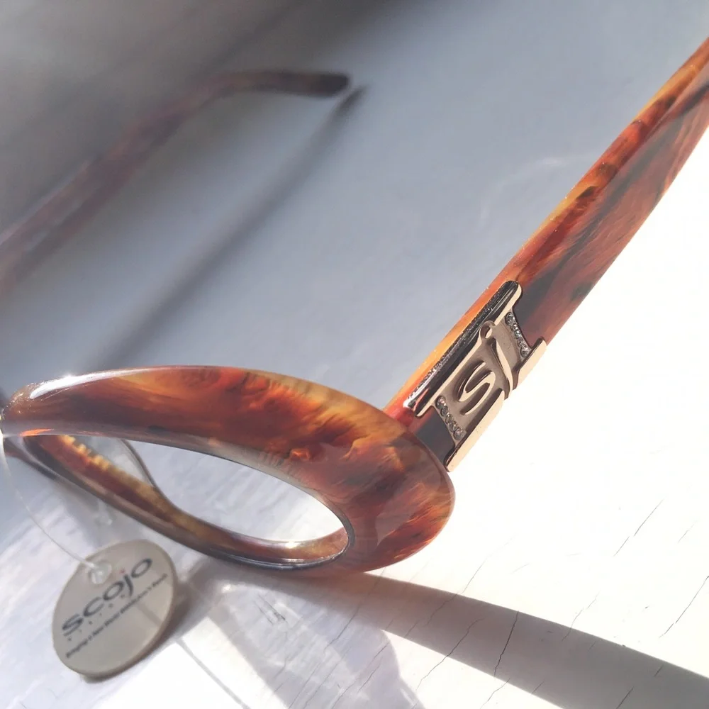 Vintage WIDE FIT Acetate EyeGlasses Amber Caramel Auburn NOS 1990’s Eyeglasses